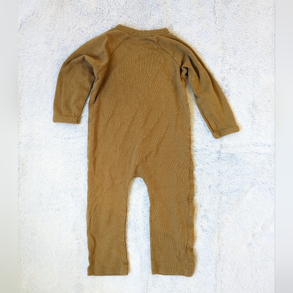 18-24M Kate Quinn Organics LONG SLEEVE KIMONO JUMPSUIT WARM OLIVE Green - Picture 3 of 4